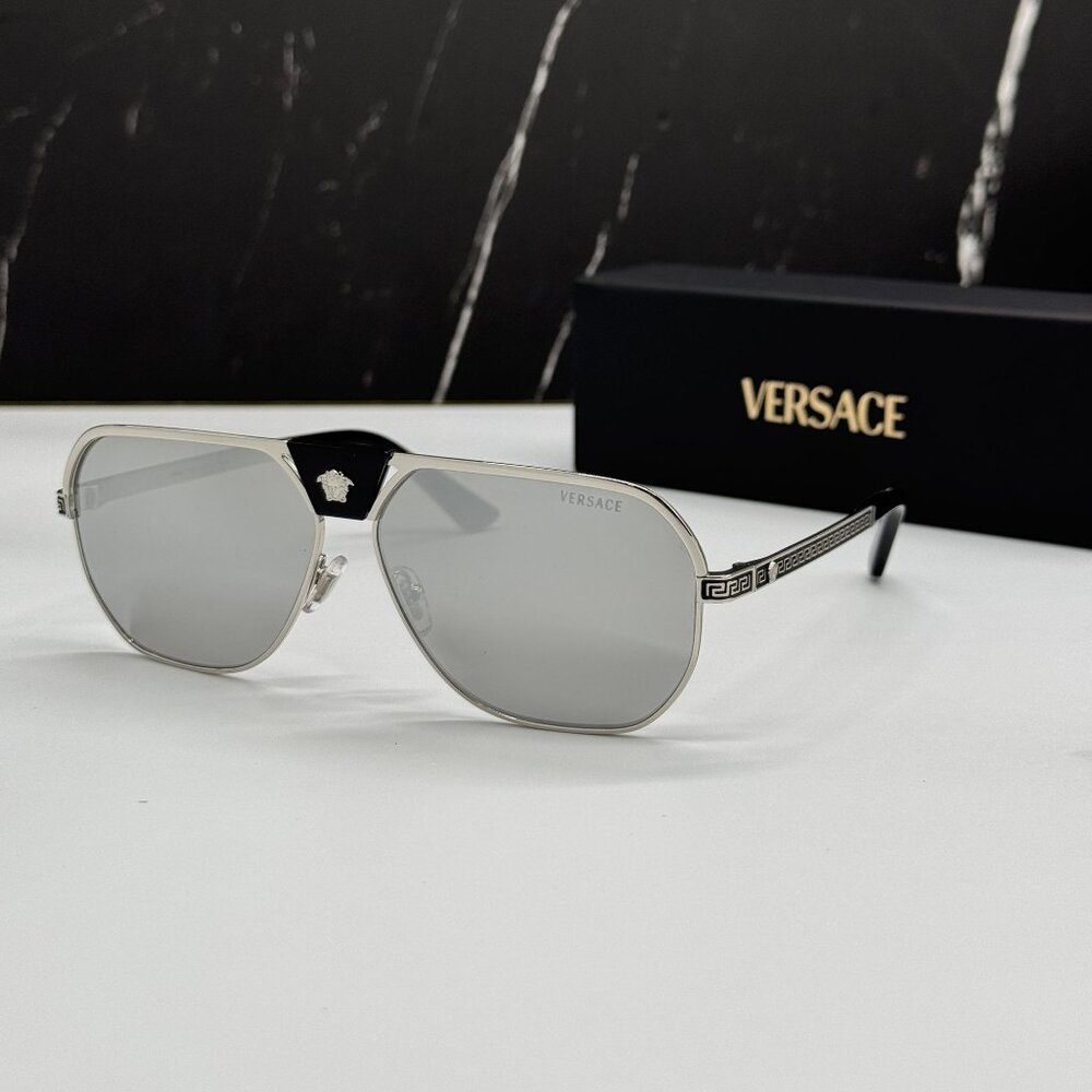 NEW VERSACE VE2294 1000/6G SUNGLASSES MOD 2294 SILVER MEN EYEWEAR VE2294 10006G